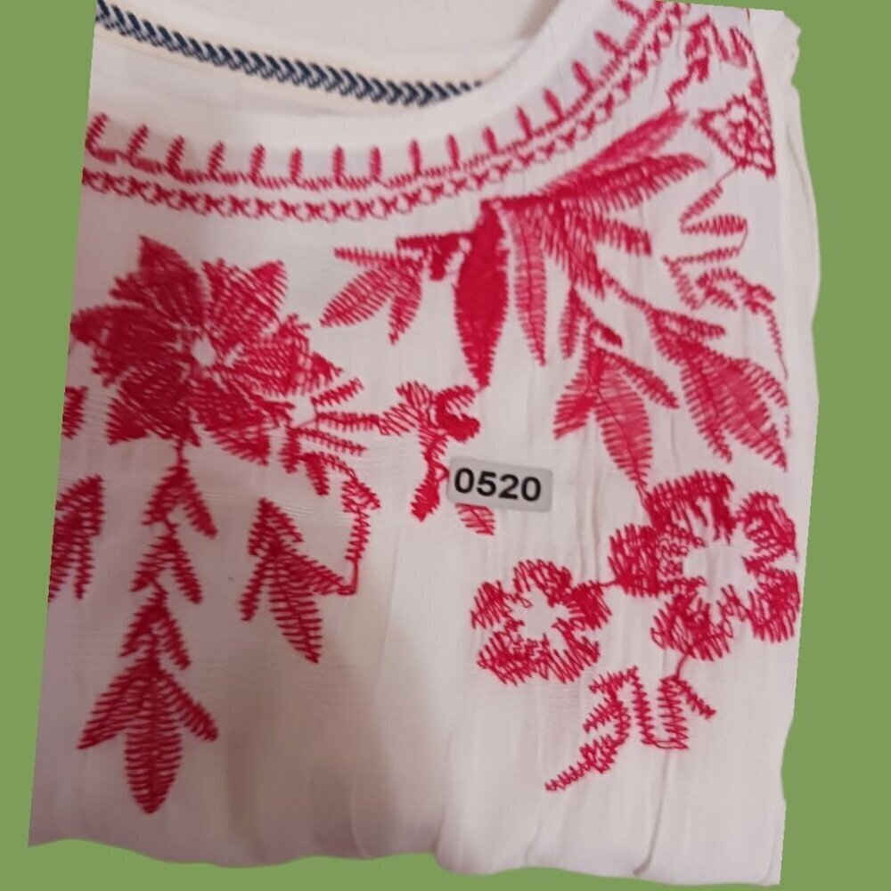 Knox Rose Womens Sleeveless White Top With Red Floral Embroidery Small - Picture 10 of 12